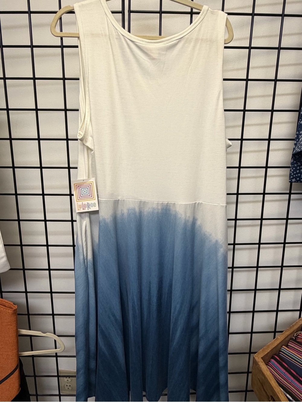 LuLaRoe White to Blue Ombre Nicki Tank Dress